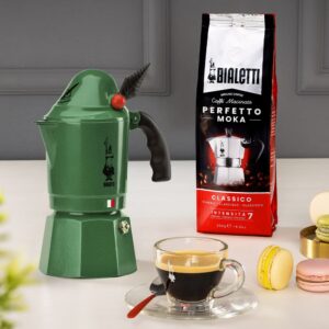 Bialetti - Moka Express Alpina: Iconic Stovetop Espresso Maker, Moka Pot 3 Cups (4.3 Oz - 130 Ml), Aluminium, Green