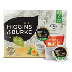 higgins & burke roaring black, loose leaf, black tea, keurig k-cup brewer compatible pods, 24 count