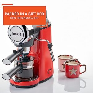 Imusa 4 Cup Epic Electric Espresso/Cappuccino Maker (Cafe Cubano, Cortadito, Colada, Cafe con Leche), Red