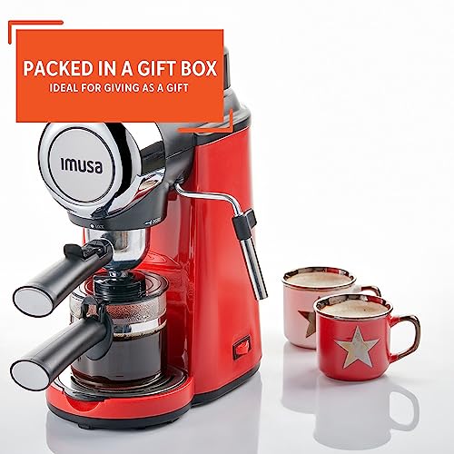 Imusa 4 Cup Epic Electric Espresso/Cappuccino Maker (Cafe Cubano, Cortadito, Colada, Cafe con Leche), Red