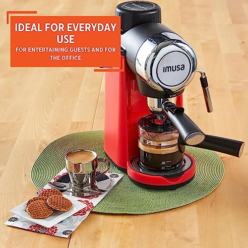 Imusa 4 Cup Epic Electric Espresso/Cappuccino Maker (Cafe Cubano, Cortadito, Colada, Cafe con Leche), Red