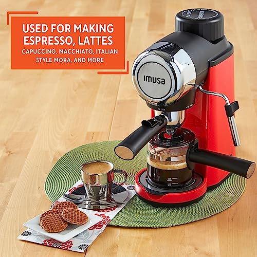 Imusa 4 Cup Epic Electric Espresso/Cappuccino Maker (Cafe Cubano, Cortadito, Colada, Cafe con Leche), Red