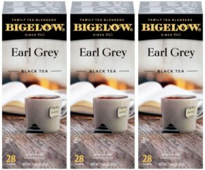 bigelow earl grey tea bags 28-count box (pack of 3) black tea bags with oil of bergamot all natural gluten free rich in antioxidants