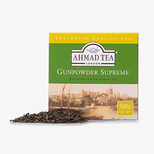 Ahmad Tea Green Tea, Gunpowder Loose Leaf, 500g - Caffeinated & Sugar Free