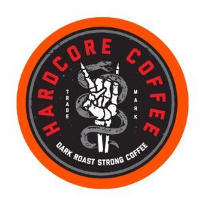 Hardcore Single Serve Coffee Pods for Keurig K Cup Brewers, High Caffeine, Strong Roast, 10 Count