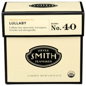 steven smith teamaker smith teamaker organic lullaby blend no. 40 (caffeine-free organic wellness tea), 0.95 oz tea bags, 15count