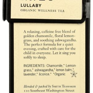 STEVEN SMITH TEAMAKER Smith Teamaker Organic Lullaby Blend No. 40 (Caffeine-free Organic Wellness Tea), 0.95 Oz Tea Bags, 15Count