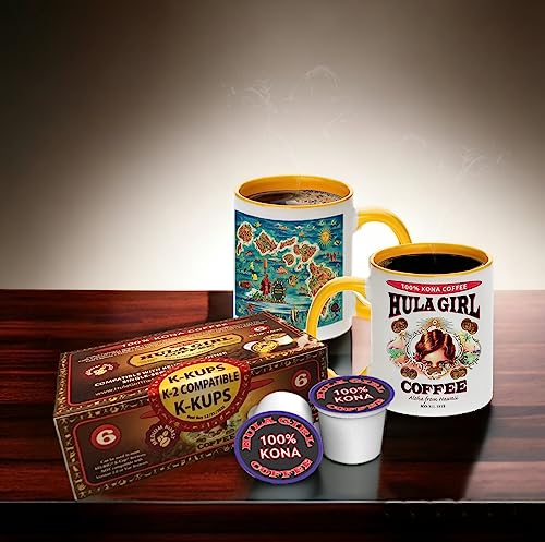 Hula Girl 100% Kona Coffee, Single Serve for Keurig K-Cup Brewers, Medium Roast, Works in the New K2