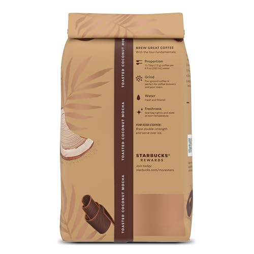 Starbucks Ground Coffee, Toasted Coconut Mocha Naturally Flavored Coffee, 100% Arabica, Limited Edition, 1 Bag (11 Oz)