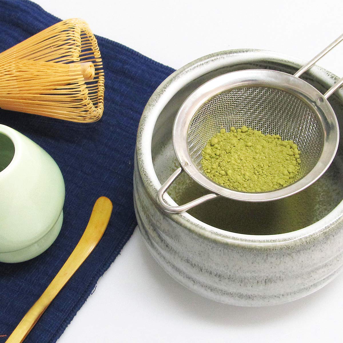 Artcome Japanese Matcha Tea Set, Matcha Whisk, Traditional Scoop, Matcha Bowl, Ceramic Whisk Holder, Handmade Ceremony Kit (7 Pcs)