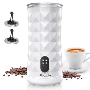 milk frother electric coffee steamer frother with 4 in 1 quiet operation,effortless foam,unique diamond design,temperature control, and auto shut-off perfect for coffee lovers(white)