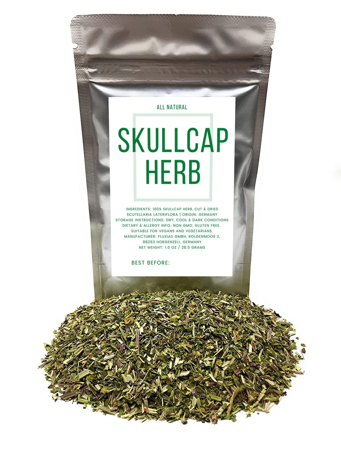 Skullcap Scutellaria Scullcap Herb from Germany - Natural, Cut & Dried Scutellaria Lateriflora - Net Weight: 1oz/28.5g