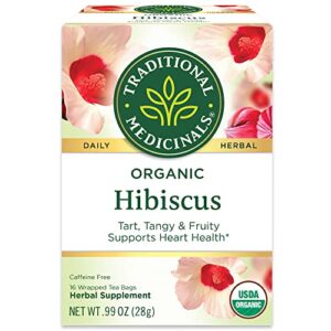 traditional medicinals tea, organic hibiscus, supports your cardiovascular system, 16 tea bags