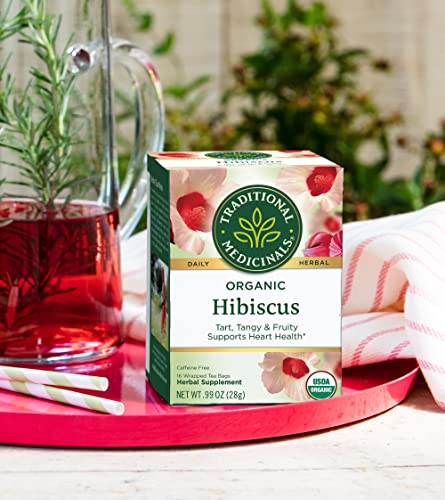 Traditional Medicinals Tea, Organic Hibiscus, Supports Your Cardiovascular System, 16 Tea Bags