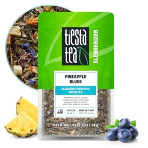 tiesta tea - pineapple blues | blueberry pineapple green tea | premuim tropical loose leaf tea blend | medium caffeinated green tea | make hot or iced tea & up to 25 cups - 2 ounce resealable pouch
