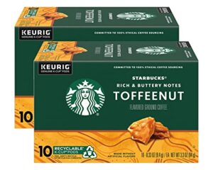 starbucks coffee company starbucks flavored ground coffee k-cup pods, toffeenut, signature collection, 100% arabica coffee, recyclable k-cups, 10 k-cup pods/box (pack of 2 boxes)