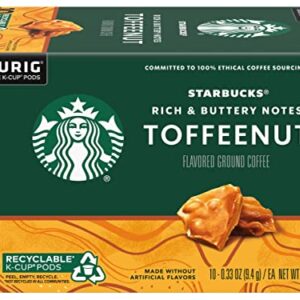 Starbucks Coffee Company Starbucks Flavored Ground Coffee K-Cup Pods, Toffeenut, Signature Collection, 100% Arabica Coffee, Recyclable K-Cups, 10 K-Cup Pods/Box (Pack of 2 Boxes)