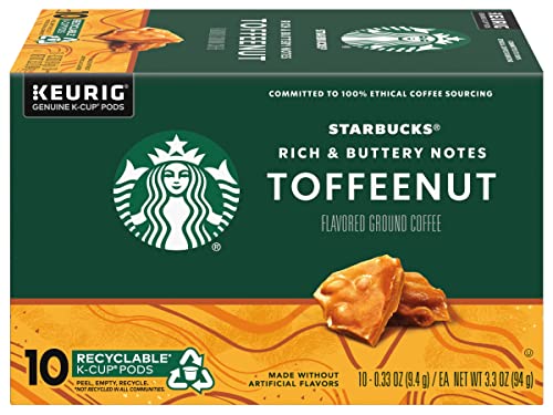 Starbucks Coffee Company Starbucks Flavored Ground Coffee K-Cup Pods, Toffeenut, Signature Collection, 100% Arabica Coffee, Recyclable K-Cups, 10 K-Cup Pods/Box (Pack of 2 Boxes)