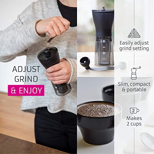 Hario Ceramic Coffee Mill - 'Mini-Slim Plus' Manual Coffee Grinder 24g Coffee Capacity