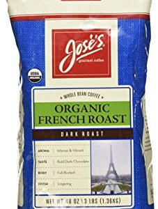 Jose's Gourmet Coffee Organic French Roast Whole Bean Coffee 3 Lbs/ 48 Oz