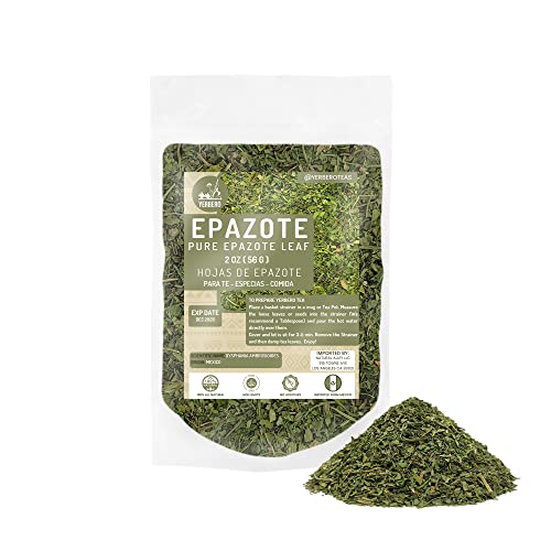 Yerbero - Dried Epazote Leaves Cut Herb 2 Oz (56 g) | Hoja De Epazote Cortadas 100% Natural | Mexican Seasoning, Tea, Edible | Epazote De Comida | Resealable Bag - Product Of Mexico.