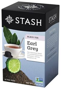 stash tea earl grey black tea - caffeinated, non-gmo project verified premium tea with no artificial ingredients, 20 count (pack of 6) - 120 bags total