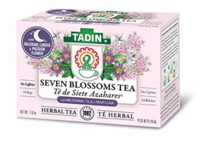 tadin seven blossoms herbal tea, caffeine free, 24 tea bags per box, pack of 6 boxes total