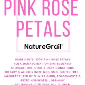 Pink Rose Petals - Edible Rosa Damascena | All Natural Rose Petals - Net weight: 0.35oz/10g | For use as tea, tisane or as topping for cupcakes, cakes, salads
