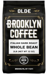 brooklyn coffee whole bean, italian dark roast (2lb) extra strong, delicious taste, heavenly aroma - fresh bulk coffee beans roasted weekly in nyc