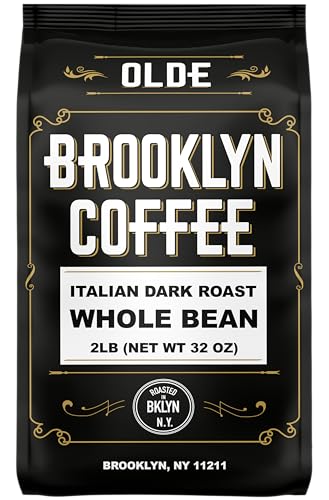 BROOKLYN COFFEE Whole Bean, Italian Dark Roast (2lb) Extra Strong, Delicious Taste, Heavenly Aroma - Fresh Bulk Coffee Beans Roasted Weekly in NYC