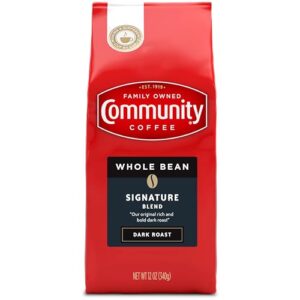 Community Coffee Signature Blend Dark Roast 72 Ounce, Premium Whole Bean Signature Blend, 12 Ounce Bag (Pack of 6)