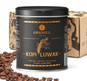 cafés granell wild civet arabica coffee beans, medium roast gourmet indonesian luwak coffee gifts, 100g