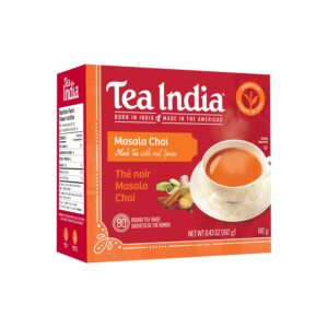 tea india masala chai tea flavorful blend of black tea & natural ingredients strong full-bodied traditional indian caffeinated tea 80 round teabags