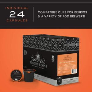 Harney and Sons Hot Cinnamon Spice Single Serve Tea Pods, 96 Pack | Compatible with Keurig K Cup Brewers | No Sugar Added | One Capsule Per Cup