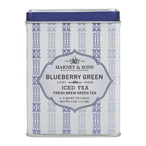 Harney & Sons Blueberry Green Iced Tea | Fresh-Brew Iced Tea, Six 2qt Tea Bags