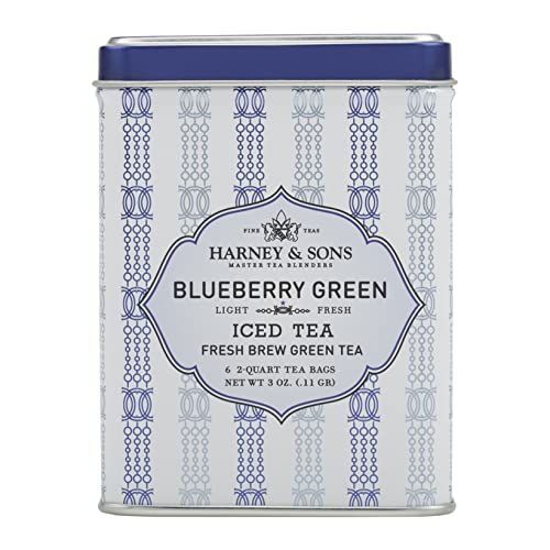 Harney & Sons Blueberry Green Iced Tea | Fresh-Brew Iced Tea, Six 2qt Tea Bags