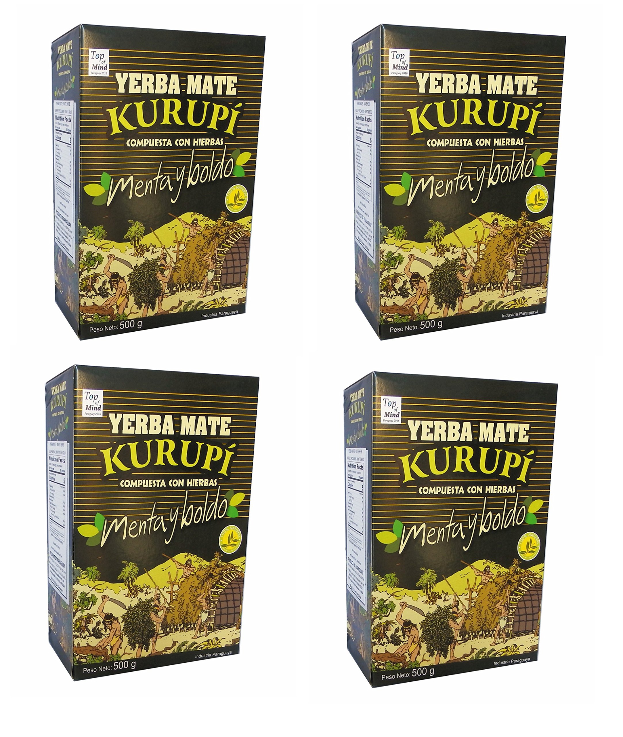 Kurupi Mint Boldo Yerba Mate 500 g (1.1 lbs) 4 Pack