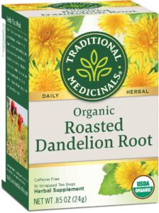 traditional medicinals organic roasted dandelion root herbal tea, supports healthy digestion, (pack of 1) - 16 tea bags