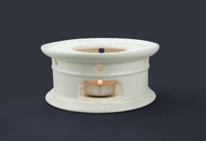 sun's tea universal ceramic teapot warmer | tea warmer - round (size - 4.25 in / 11 cm diameter) - candle never flames out