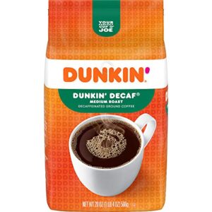 dunkin' decaf medium roast ground coffee, 20 ounce (pack of 6)