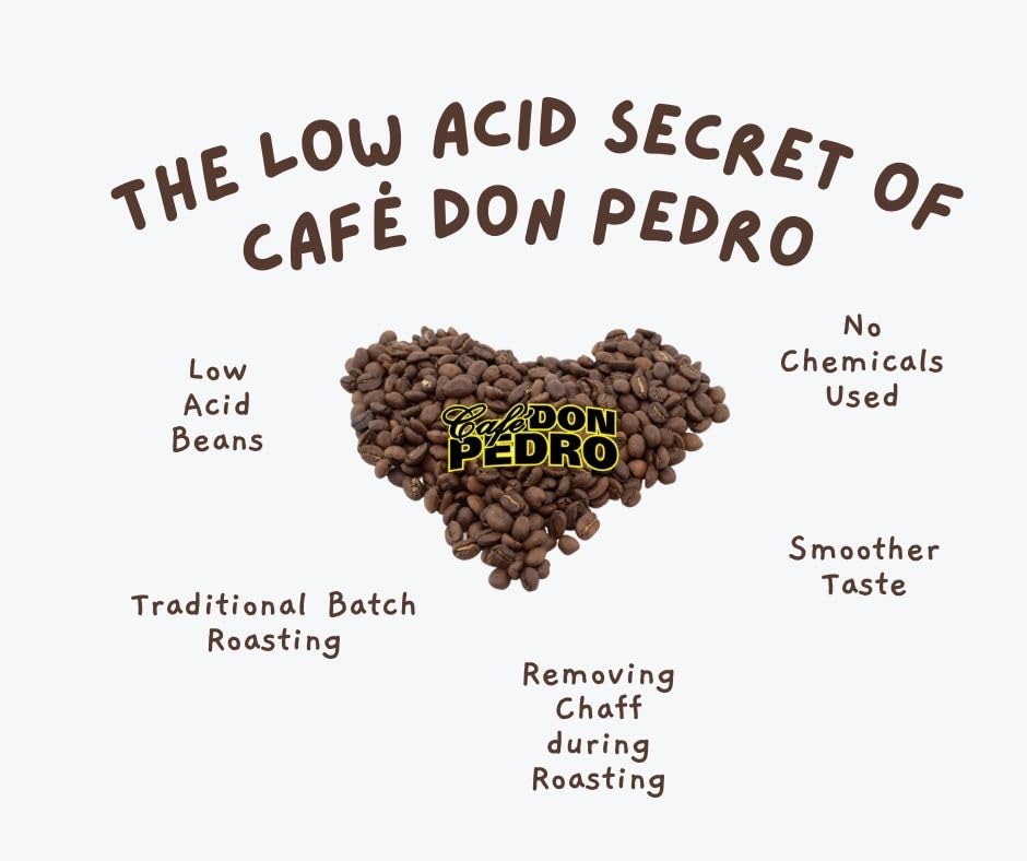 Cafe Don Pedro American Roast Naturally Low Acid Coffee - Large Can - Coffee Grounds for Sensitive Stomachs - Delicious Medium Roast Stone Ground Coffee