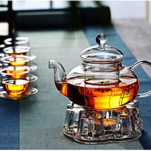 Sun's Tea Universal Solid Crystal Glass Teapot Warmer | Tea Warmer | Teapot Heating Base | Tealight Warmer- Candle Never Flames Out