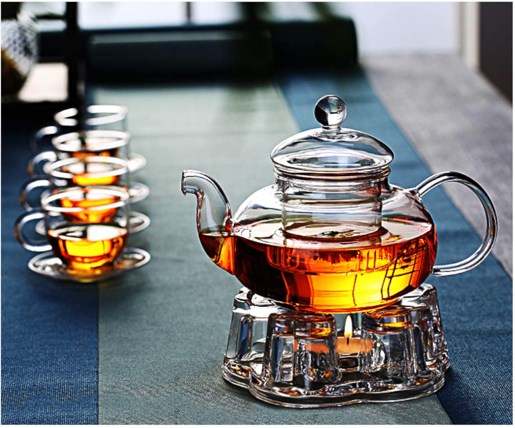 Sun's Tea Universal Solid Crystal Glass Teapot Warmer | Tea Warmer | Teapot Heating Base | Tealight Warmer- Candle Never Flames Out