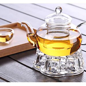 Sun's Tea Universal Solid Crystal Glass Teapot Warmer | Tea Warmer | Teapot Heating Base | Tealight Warmer- Candle Never Flames Out