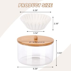 BKYFPQ Coffee Filter Holder, Glass Storage Container with Lid, Stylish Coffee Filter Basket for Counter, Coffee Filter Case, Coffee Bar Accessories Coffee Station Organizer