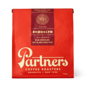 partners coffee, brooklyn blend, whole bean coffee - 12 ounce - medium roast