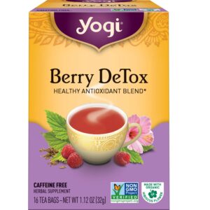 yogi tea - berry detox tea (6 pack) - healthy, cleansing antioxidant blend - caffeine free - 96 organic herbal tea bags
