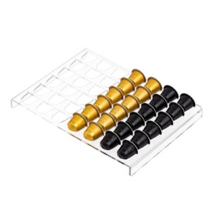 sumerflos coffee pod storage organizer tray drawer, holds 42 capsules compatible with nespresso original pods insert for kitchen home office capsule drawer capsule holder and organizer - clear