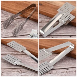 DOITOOL 2pcs Stainless Steel Tea Bag Squeezer Herbal Tea Infuser Useful Kitchen Steeper Tongs Strainer Holder Grip Metal Kitchen Bar Tools