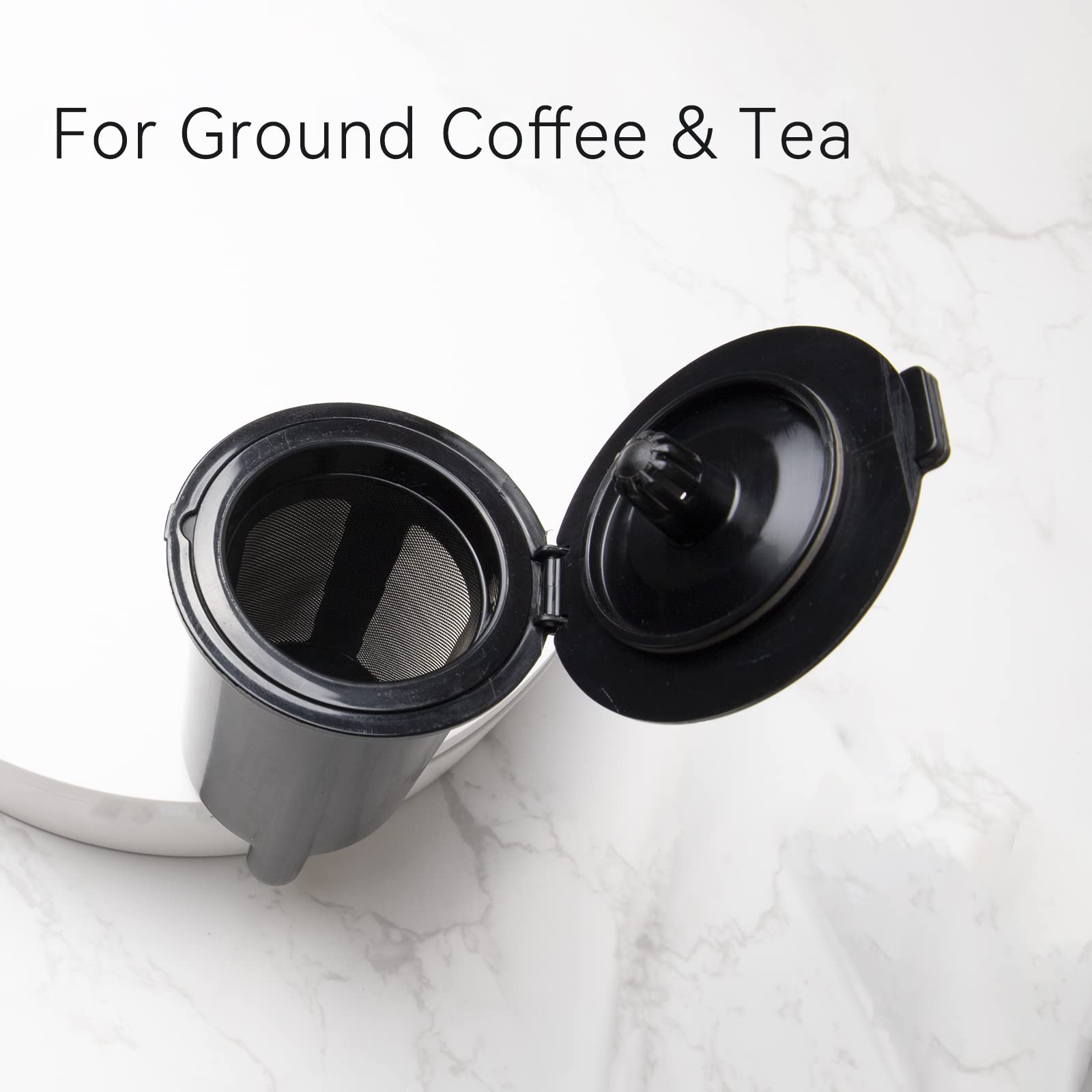 Mecity NEW VERSION 3 Filter Pods Coffee Maker KC101 Including Holder for K-cup capsule, 2 Filters for Ground Coffee & Loose Tea